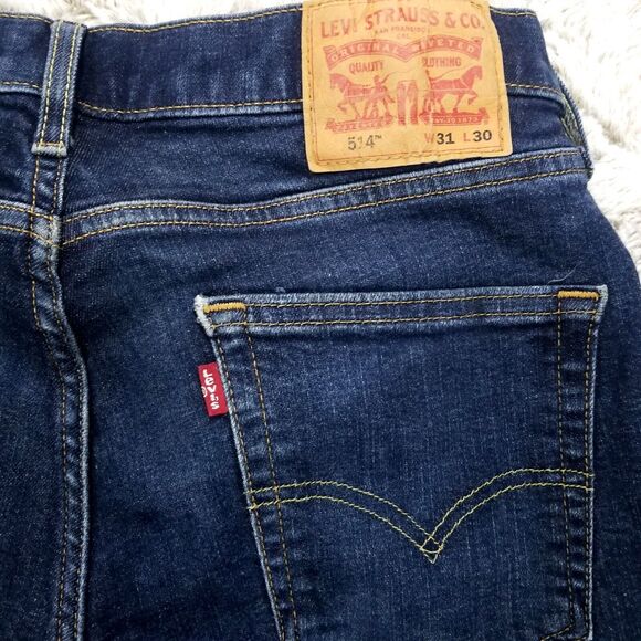 Levis jeans Mens 31×30 Blue 514 Straight Denim Relaxed Dark Wash - Picture 7 of 12